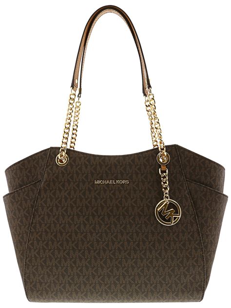 michael kors jet set chain shoulder tote brown|jet set small Michael Kors.